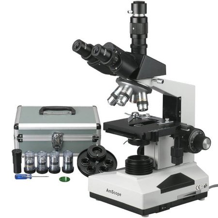 AMSCOPE 40X-1600X Phase-Contrast Trinocular Biological Compound Microscope With Turret Condenser T490A-PCT